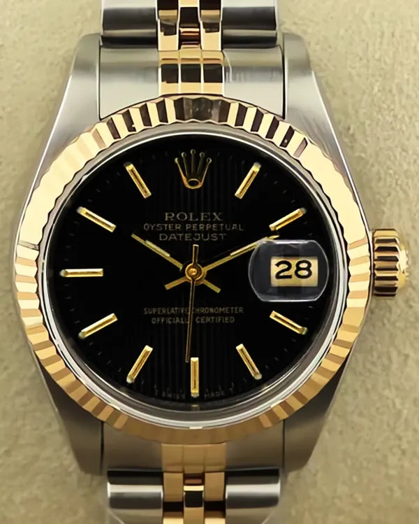 1998 Rolex Lady-Datejust 26MM Black Dial Two-Tone Jubilee Bracelet (69173)
