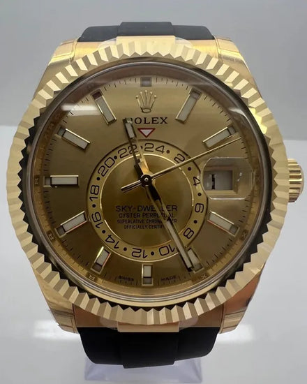 2022 Rolex Sky-Dweller 42MM Champagne Dial Oysterflex Strap (326238)