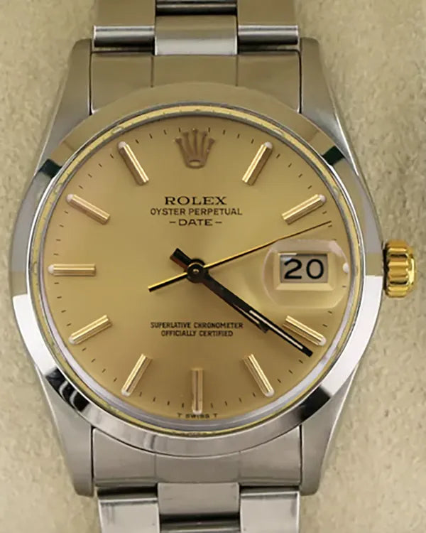 1982 (7.2 Mill. Serial) Rolex Oyster Perpetual Date 34MM Champagne Dial Oyster Bracelet (15000)