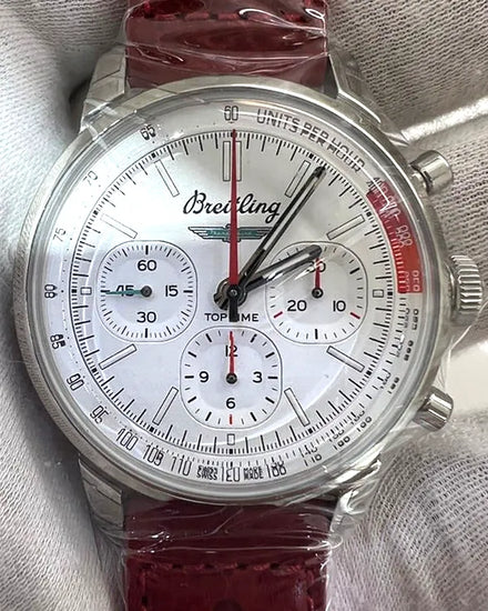 Breitling Top Time B01 "Ford Thudnerbird" 41MM White Dial Leather Strap (AB01766A1A1X1)