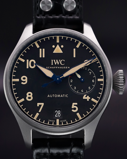 2022 IWC Schaffhausen Pilot Heritage 46.2MM Black Dial Leather Strap (IW501004)