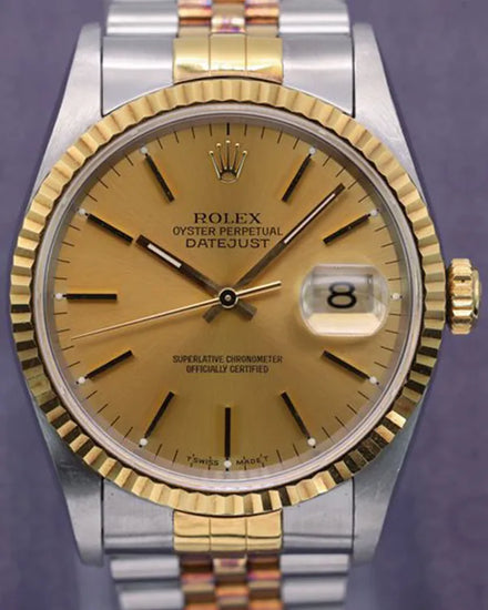 1996 Rolex Datejust 36MM Champagne Dial Two-Tone Jubilee Bracelet (16233)