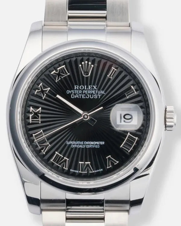 2009 (M Serial) Rolex Datejust 36MM Black "Sunbeam" Dial Oyster Bracelet (116200)