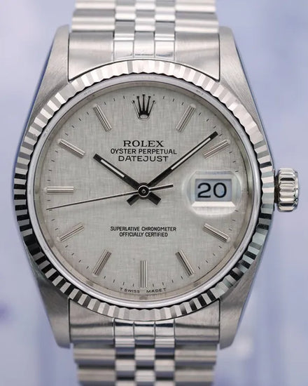 Rolex Datejust 36MM Silver "Linen" Dial Jubilee Bracelet (16234)