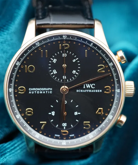 2020 IWC Schaffhausen Portugieser Chronograph 41MM Black Dial Leather Strap (IW371415)