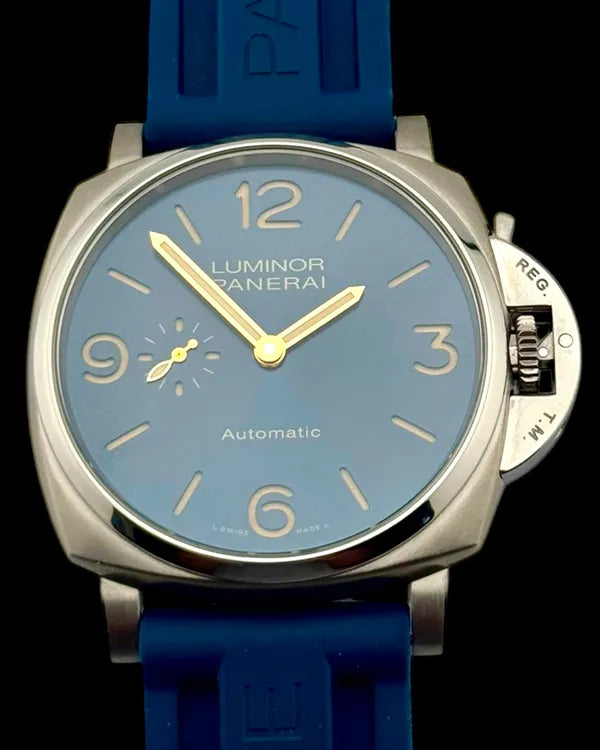 No Reserve - 2018 Panerai Luminor Due 3 Days 45MM Blue Dial Rubber Strap (PAM00729)