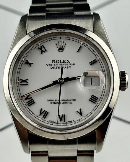 Rolex Datejust 36MM White Dial Oyster Bracelet (16200)