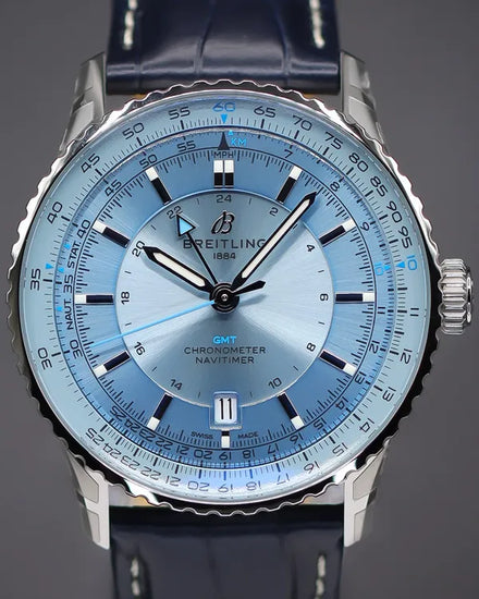 2024 Breitling Navitimer GMT 41MM Ice Blue Dial Leather Strap (A32310171C1P1)