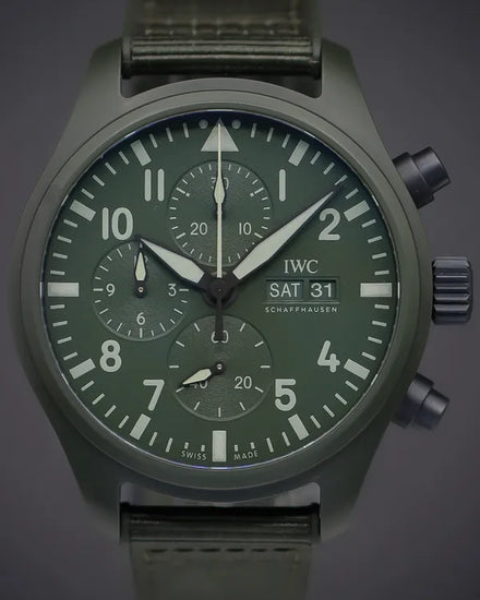 2022 IWC Schaffhausen Pilot Chronograph Top Gun "Woodland" Edition 44.5MM Green Dial Rubber/Textile Strap (IW389106)