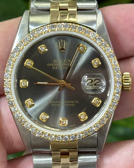 Rolex Datejust 36MM Aftermarket Grey Dial Aftermarket Two-Tone Jubilee Bracelet (16013)