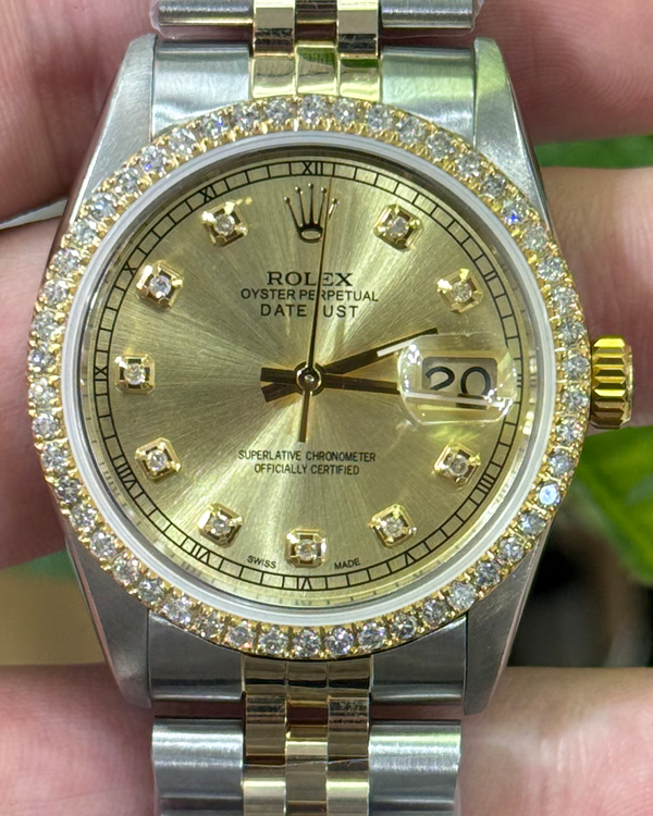 Rolex Datejust 36MM Aftermarket Champagne Dial Aftermarket Two-Tone Jubilee Bracelet (16013)
