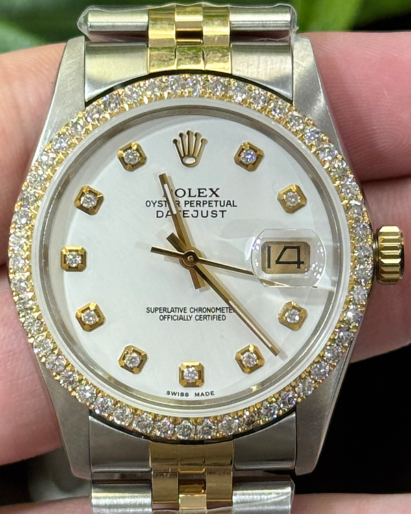 Rolex Datejust 36MM Aftermarket White Dial Aftermarket Two-Tone Jubilee Bracelet (16013)