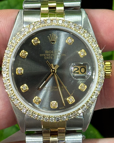 Rolex Datejust 36MM Aftermarket Grey Dial Aftermarket Two-Tone Jubilee Bracelet (16013)