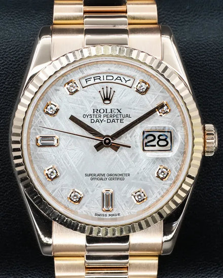 2007 Rolex Day-Date 36MM Meteorite Dial Rose Gold President Bracelet (118235)