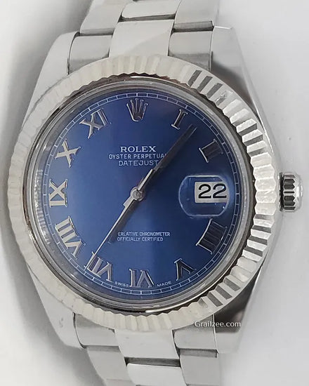 2015 Rolex Datejust II 41MM Blue "Azzurro" Dial Oyster Bracelet (116334)