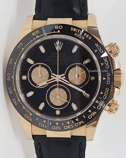 Rolex Cosmograph Daytona 40MM Black Dial Leather Strap (116515)