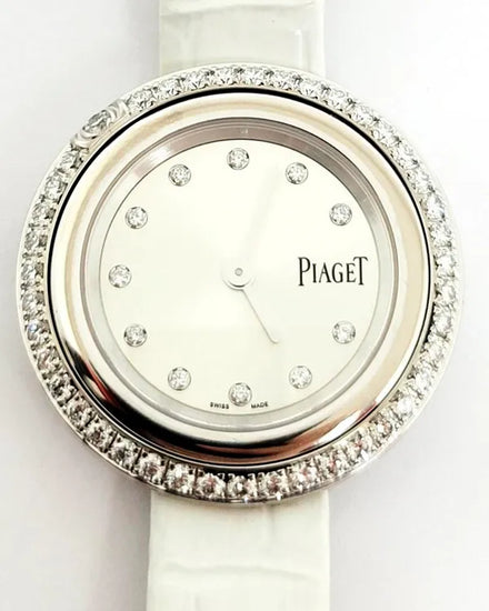 Piaget Possession 18K Gold 29MM Quartz Silver Dial Leather Strap (G0A43084)