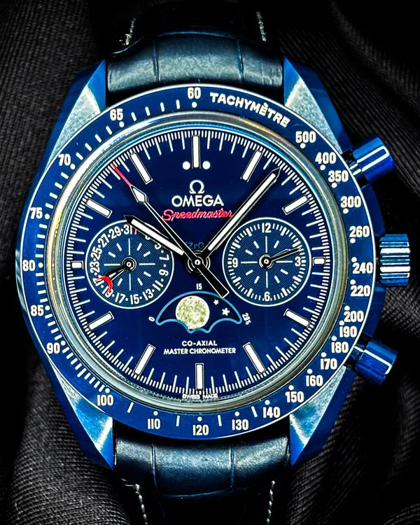 2024 Omega Speedmaster Moonphase "Blue Side of the Moon" 44.25MM Blue Dial Leather Strap (304.93.44.52.03.001)