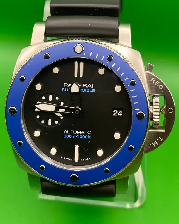 2023 Panerai Submersible "Azzurro" L.E. 42MM Black Dial Rubber Strap (PAM02209)