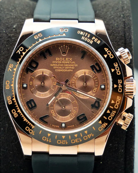 2017 Discontinued Rolex Cosmograph Daytona 40MM Chocolate Dial Aftermarket Rubber Strap (116515LN)
