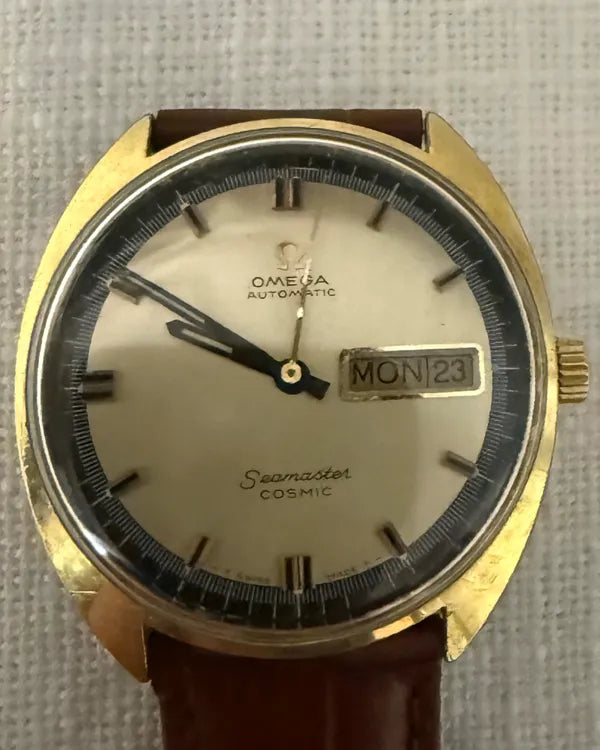 Omega Seamaster Cosmic 35MM Champagne Dial Leather Strap (166.036)