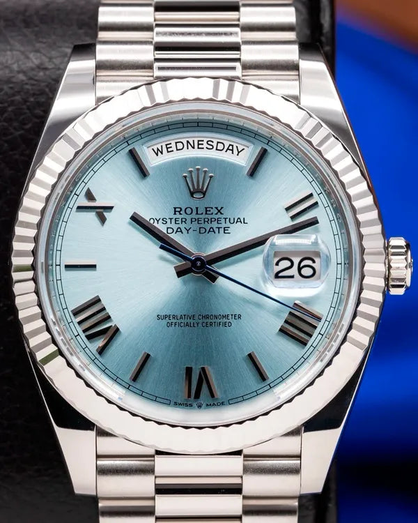 2024 Rolex Day-Date 40MM Blue Dial Platinum President Bracelet (228236)