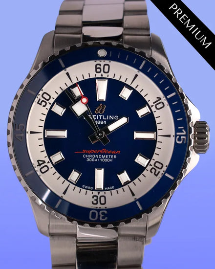 No Reserve - 2023 Breitling Superocean 42MM Blue Dial Steel Bracelet (A17375)