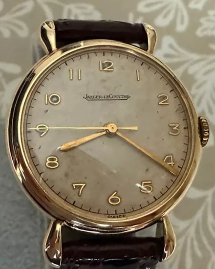 Jaeger-LeCoultre Vintage 33MM Grey Dial Aftermarket Leather Strap (12872)
