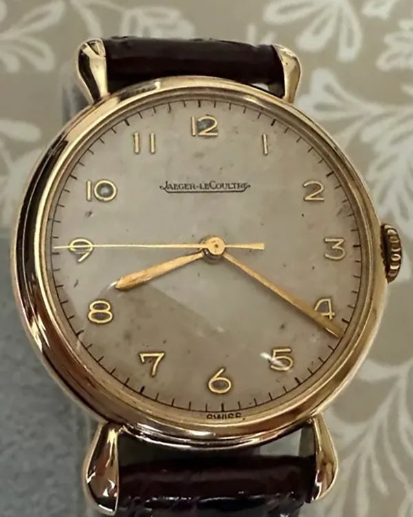 Jaeger-LeCoultre Vintage 33MM Grey Dial Aftermarket Leather Strap (12872)