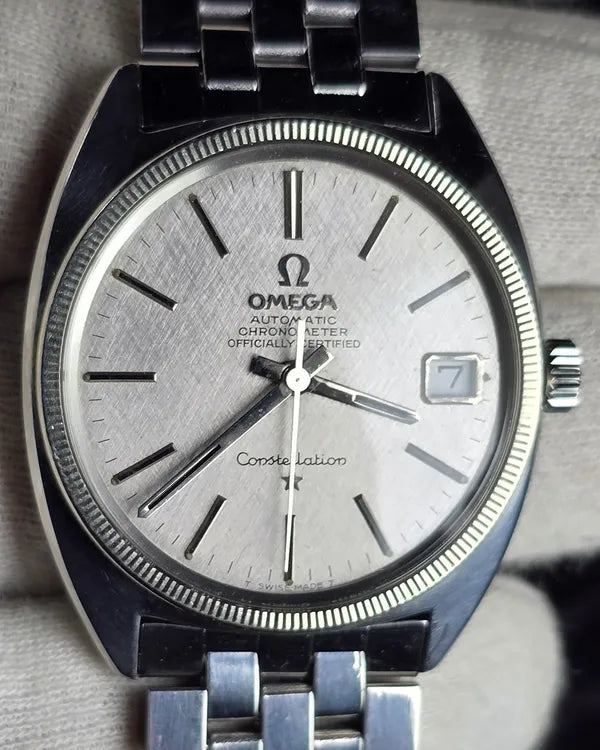 No Reserve - Omega Constellation 40.5MM Silver "Linen" Dial Steel Bracelet (168.027)