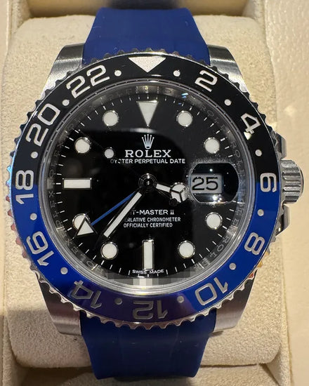 Rolex GMT-Master II "Batman" 40MM Black Dial Aftermarket Rubber Strap (116710BLNR)