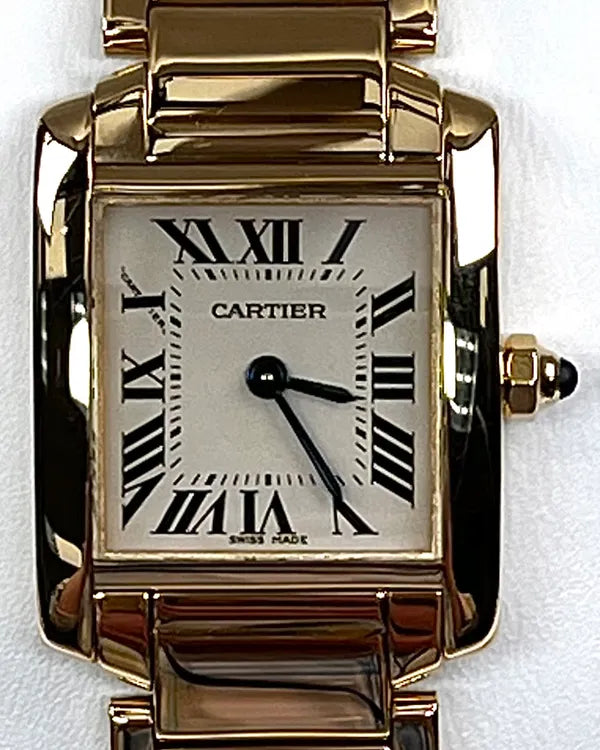 Cartier Tank Française 20MM Quartz White Dial Yellow Gold Bracelet (2385)