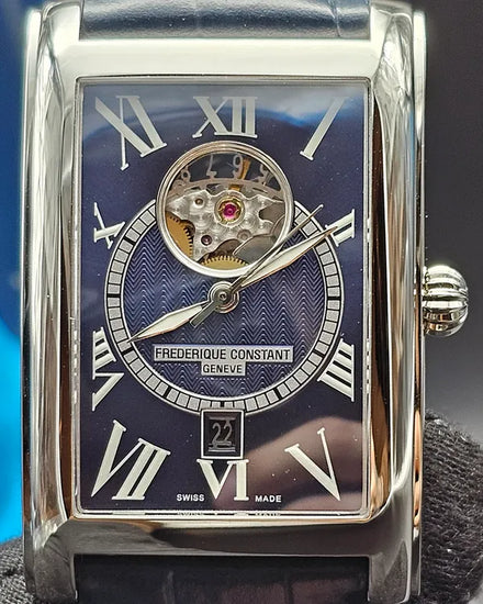 No Reserve - Frederique Constant Classics Carree 47MM Blue Dial Leather Strap (FC-315DNS4C26)