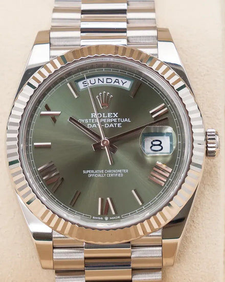 2024 Rolex Day-Date 40MM Green Dial White Gold President Bracelet (228239)