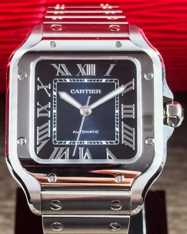2024 Cartier Santos De Cartier 35.1MM Blue Dial Steel Bracelet (WSSA0063)