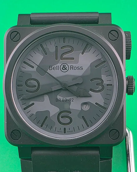 2017 Bell & Ross BR 03-92 Black Camo 42MM Grey Dial Rubber Strap (BR 03-92)