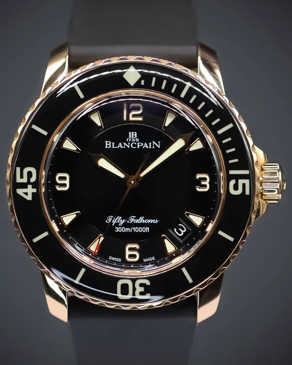 2016 Blancpain Fifty Fathoms 45MM Black Dial Rubber Strap (5015-3630-52A)