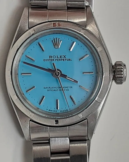 Rolex Oyster Perpetual 26MM Aftermarket Tiffany Blue Dial Oyster Bracelet (6723)