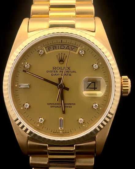 Rolex Day-Date 36MM Champagne Dial President Yellow Gold Bracelet (18038)
