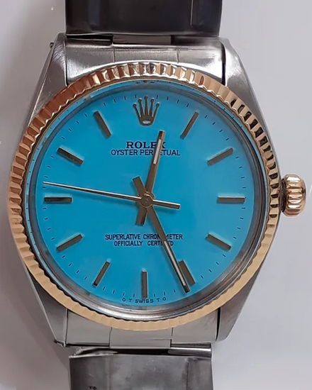 Rolex Oyster Perpetual 34MM Aftermarket Blue Dial Oyster Bracelet (5500)