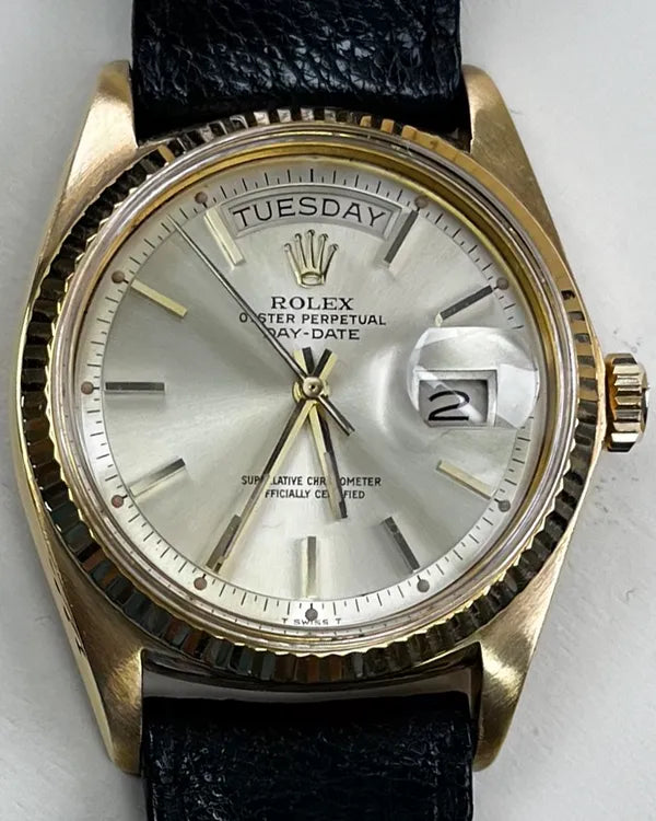 Rolex Day-Date 36MM Silver Dial Leather Strap (1803)