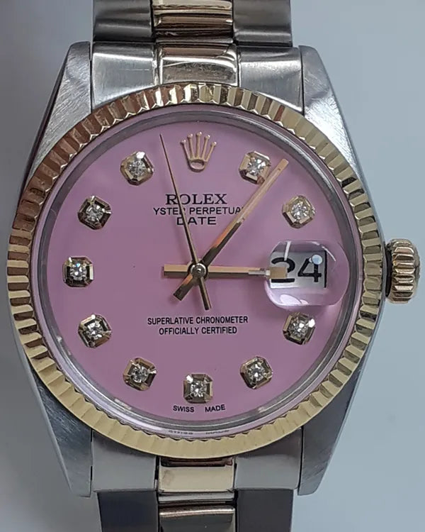 Rolex Oyster Perpetual Date 34MM Pink Dial Two-Tone Oyster Bracelet (1500)