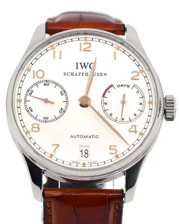 2011 IWC Schaffhausen Portugieser 7-Day Power Reserve 42.3MM Silver Dial Leather Strap (IW500114)