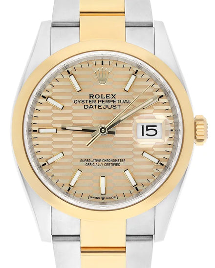 2022 Rolex Datejust 36MM Champagne "Fluted" Dial Two-Tone Oyster Bracelet (126203)