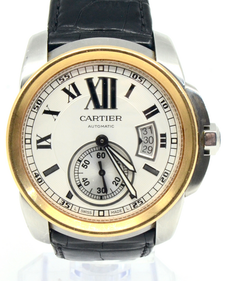 Cartier Calibre de Cartier 42MM Silver Dial Leather Strap (3389)