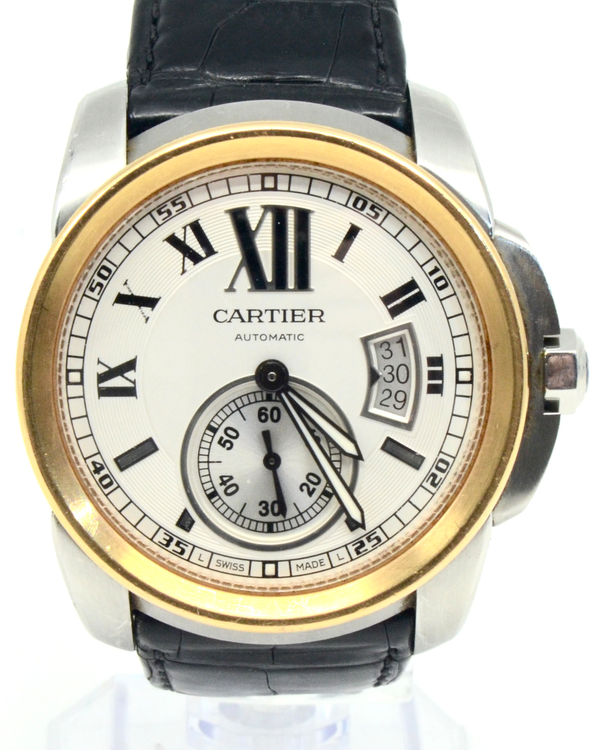 Cartier Calibre de Cartier 42MM Silver Dial Leather Strap (3389)