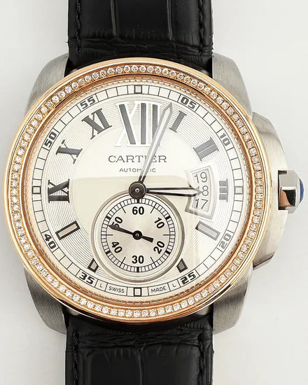 Cartier Calibre de Cartier 42MM Silver Dial Leather Strap (W7100039)