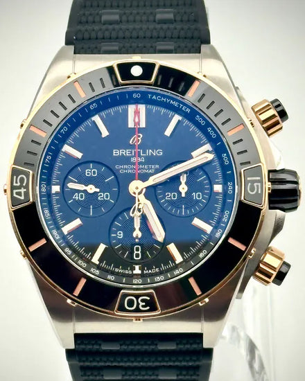 Breitling Super Chronomat 44MM Black Dial Rubber Strap (UB0136)