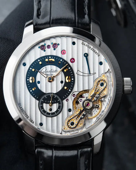 2012 Rare Glashütte Original PanoInverse XL 42MM Silver Dial Leather Strap (66-01-04-04-05)