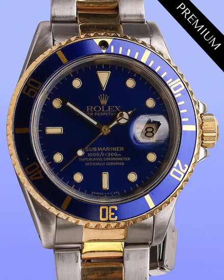 No Reserve - Rolex Submariner Date "Bluesy" 40MM Blue Dial Two-Tone Oyster Bracelet (16613)